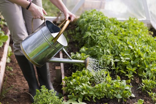 Gardeners performing corrective landscaping work