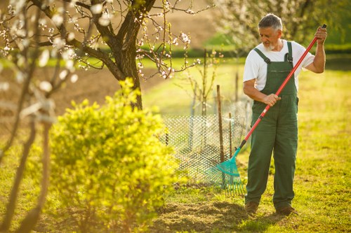 Inspector reviewing a completed garden job